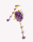 Bacchae Amethyst Grape Cluster Mismatched Dangle Earrings