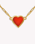 Deep Heart Bezel-Set Carnelian Chain Necklace
