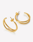 Duet Gold Post Hoop Earrings  (30mm)