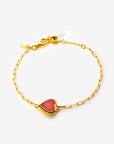 Deep Heart Bezel-Set Carnelian Chain Bracelet