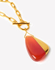 Heavyweight Red Onyx Pendant Paperclip Chain Necklace