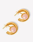 Rose Quartz Pendant Huggie Earring