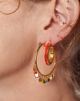 Dash Enamel Huggie Earrings (Red)