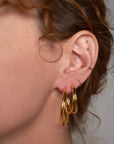 Duet Gold Post Hoop Earrings  (30mm)