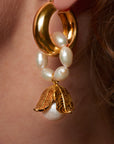 Garden Party Pearl Link Huggie Earrings