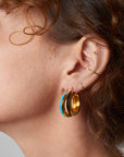 Dash Enamel Huggie Earrings (Turquoise)
