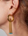 Dot Turquoise Enamel Tassel Earrings