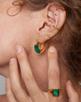 Malachite Mini Deco Huggie Earrings